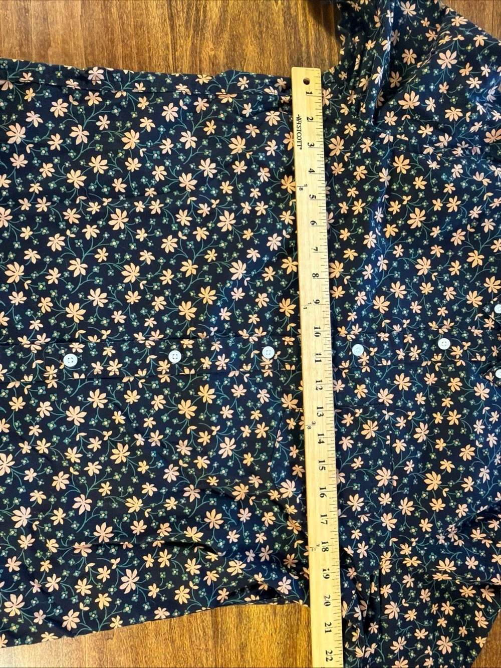 J. Crew Flex Washed Slim Fit Black Button-Up Shirt with Peach Floral Print
